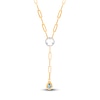 Thumbnail Image 3 of Kallati Pear-Shaped Natural Blue Topaz & Diamond Y Necklace 1/4 ct tw 14K Yellow Gold