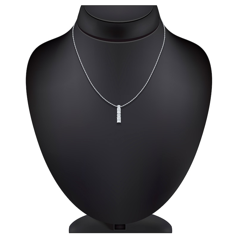 Main Image 4 of Pnina Tornai Round & Emerald-Cut Lab-Grown Diamond Vertical Drop Necklace 2 ct tw 14K White Gold