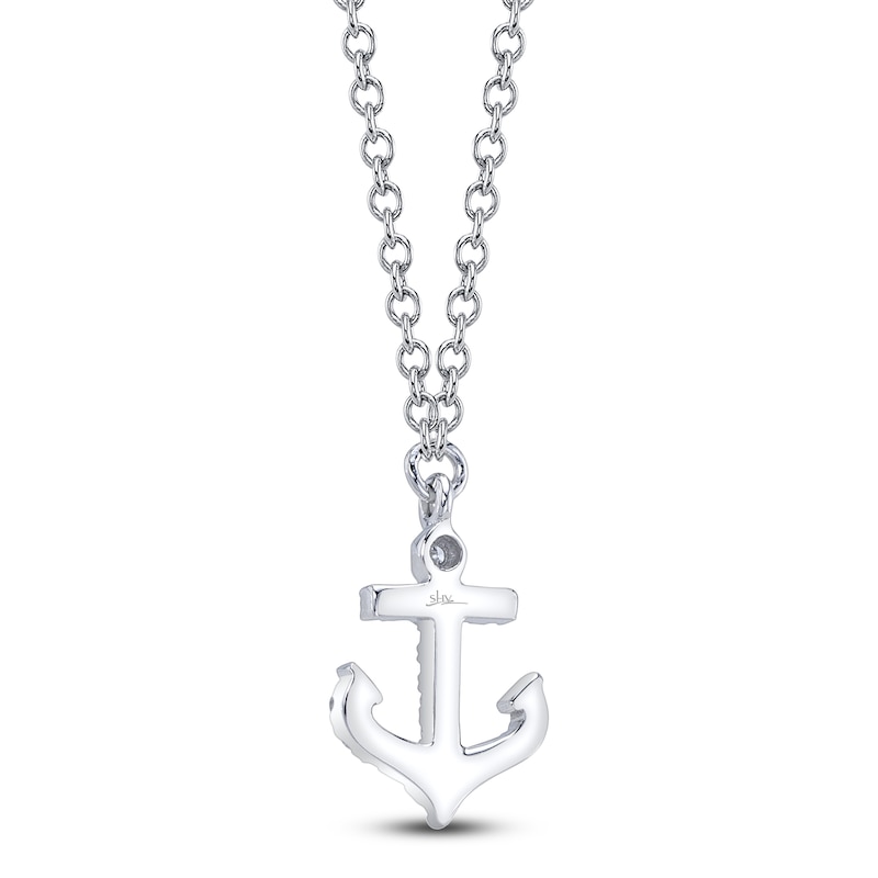 Main Image 3 of Shy Creation Diamond Anchor Necklace 1/20 ct tw 14K White Gold 18" SC55009546