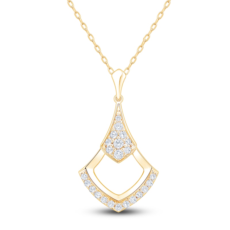 Main Image 1 of Diamond Pavé-Set Shield Necklace 1/4 ct tw 14K Yellow Gold 18"
