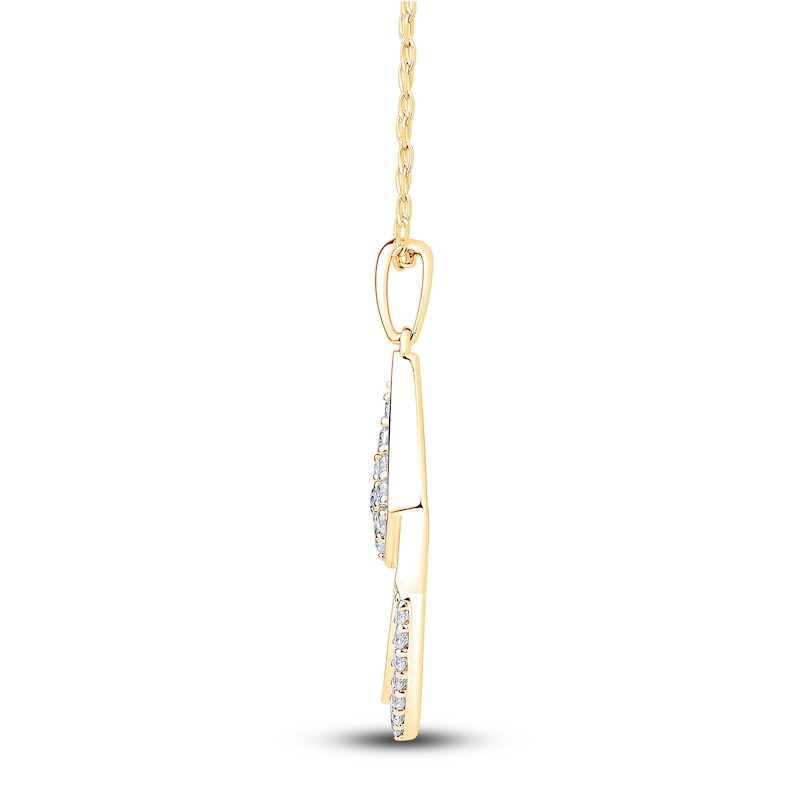 Main Image 2 of Diamond Pavé-Set Shield Necklace 1/4 ct tw 14K Yellow Gold 18"