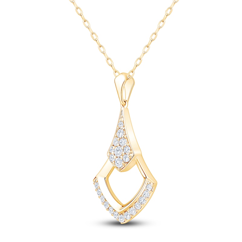 Main Image 3 of Diamond Pavé-Set Shield Necklace 1/4 ct tw 14K Yellow Gold 18"