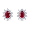 Thumbnail Image 1 of Oval-Cut Natural Ruby & Diamond Starburst Earrings 1/3 ct tw 14K White Gold
