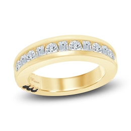 Pnina Tornai Men's Round & Emerald-Cut Diamond Channel Wedding Band 1-1/2 ct tw 14K Yellow Gold
