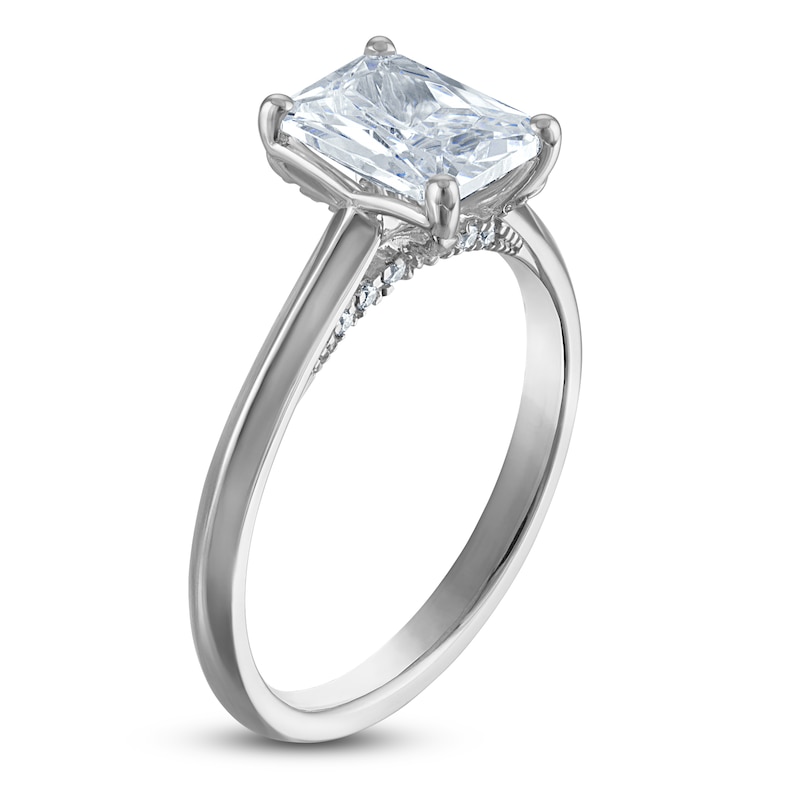Main Image 2 of Lab-Grown Radiant-Cut Diamond Solitaire Plus Engagement Ring 1-5/8 ct tw Platinum (F/VS)