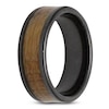 Thumbnail Image 2 of Men's 8mm Whiskey Barrel Wood Inlay Wedding Band Black Ceramic