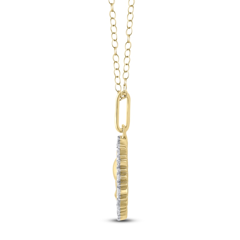 Main Image 3 of Diamond Zodiac Aquarius Medallion Necklace 1/3 ct tw 10K Yellow Gold 18"