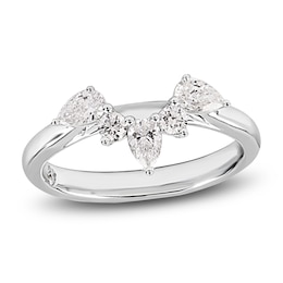 Storied Diamond Desert Sands of Eternity Pear-Shaped & Round-Cut Contour Anniversary Ring 5/8 ct tw 18K White Gold