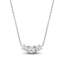 Lab-Grown Diamond Three-Stone Necklace 1 ct tw 14K White Gold 18"