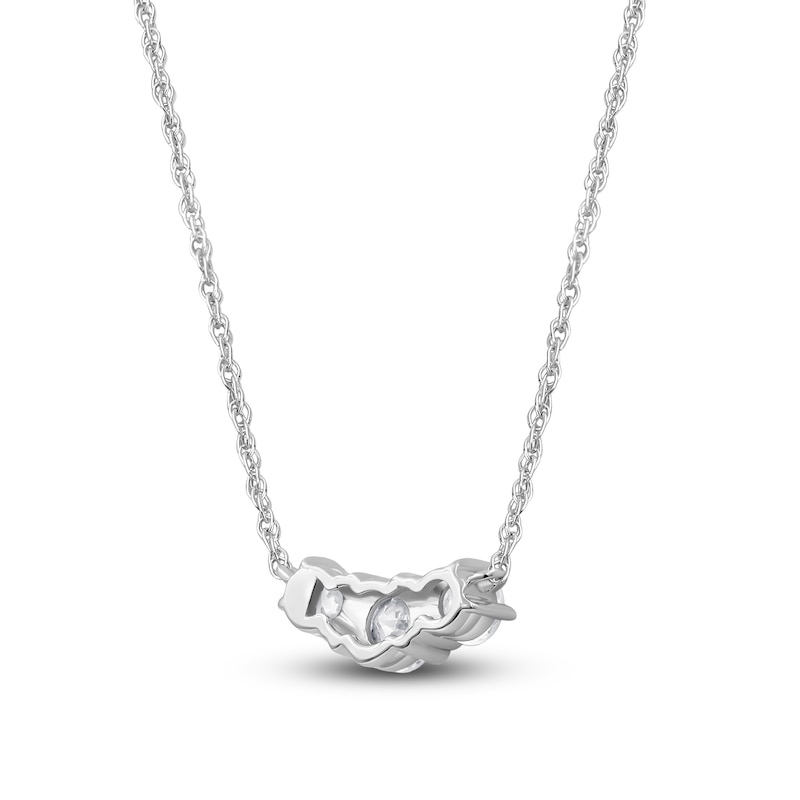Main Image 4 of Lab-Grown Diamond Three-Stone Necklace 1 ct tw 14K White Gold 18"