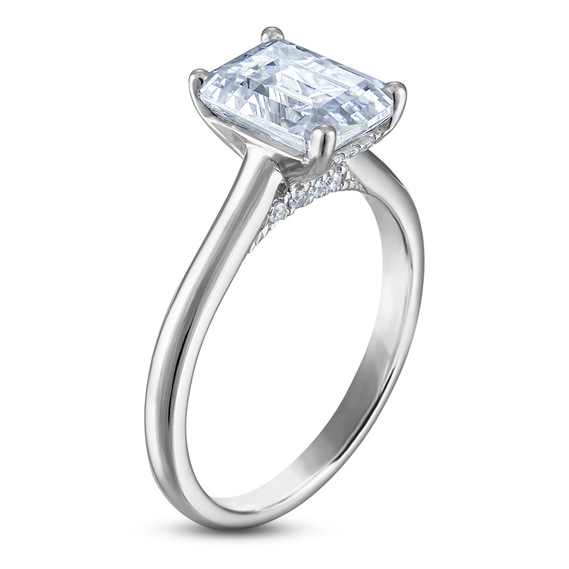 Main Image 2 of Emerald-Cut Lab-Grown Diamond Solitaire Plus Engagement Ring 2 ct tw Platinum (VS2/F)