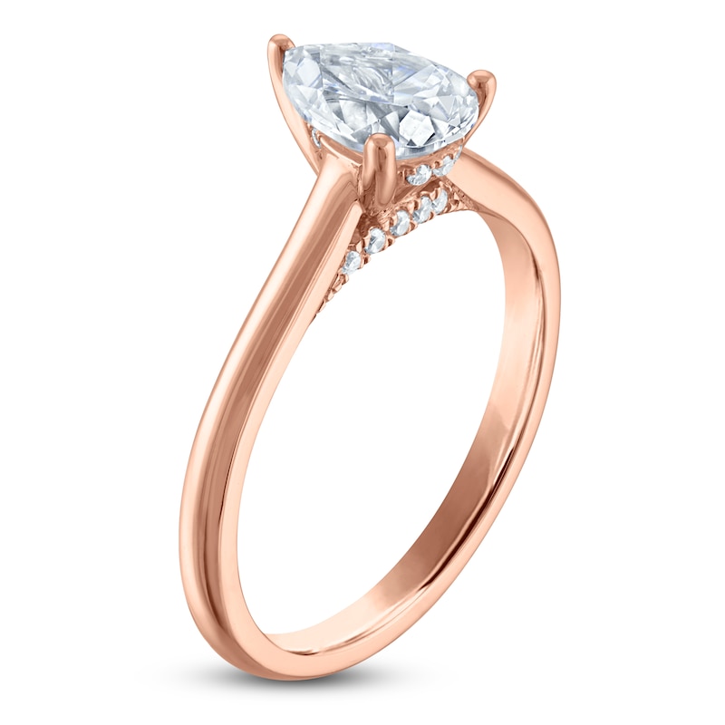Main Image 2 of Pear-Shaped Lab-Grown Diamond Solitaire Plus Engagement Ring 1/2 ct tw 18K Rose Gold (VS2/F)