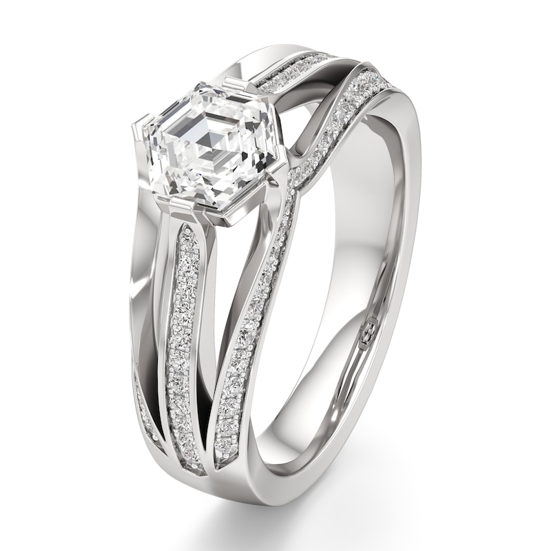 Main Image 4 of J'Lure Lab-Grown Diamond Hexagon Step-Cut Engagement Ring 1-3/8 ct tw 18K White Gold