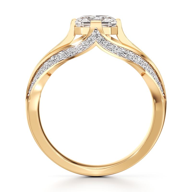 Main Image 2 of J'Lure Lab-Grown Diamond Radiant Brilliant-Cut Engagement Ring 1-3/8 ct tw 18K Yellow Gold