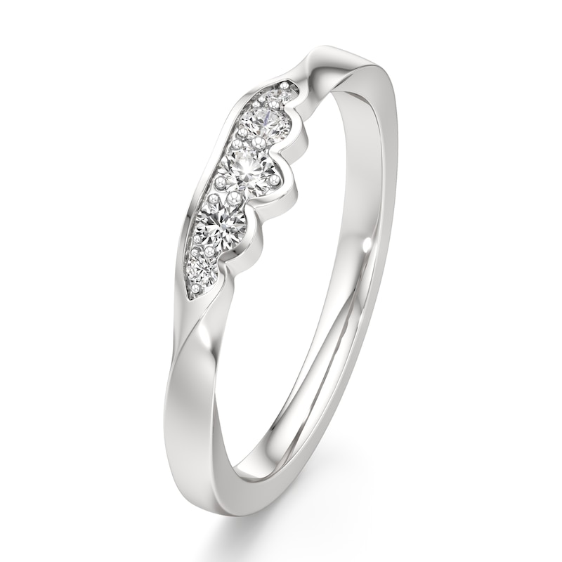 Main Image 4 of J'Lure Lab-Grown Diamond Scalloped Wedding Band 1/8 ct tw 18K White Gold