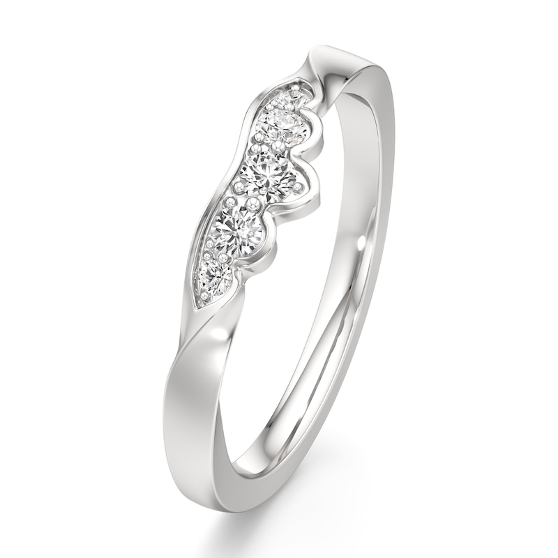 Main Image 4 of J'Lure Lab-Created Diamond Scalloped Wedding Band 1/5 ct tw 18K White Gold