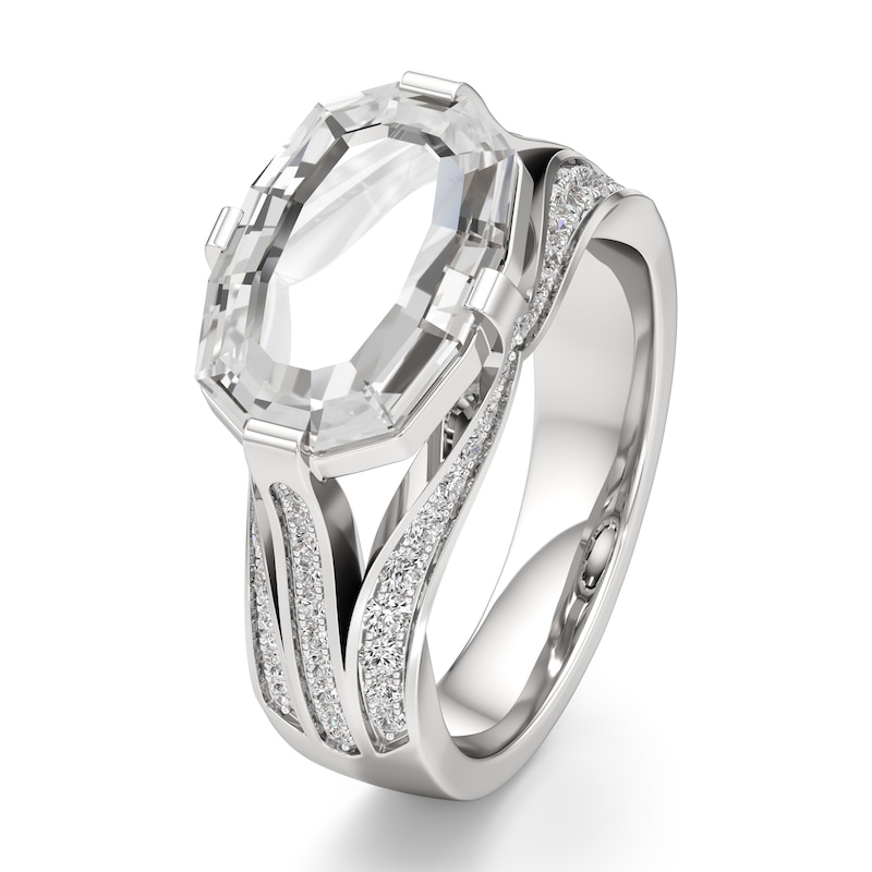 Main Image 4 of J'Lure Lab-Grown Diamond Oval Portrait-Cut Engagement Ring 3-1/2 ct tw 18K White Gold