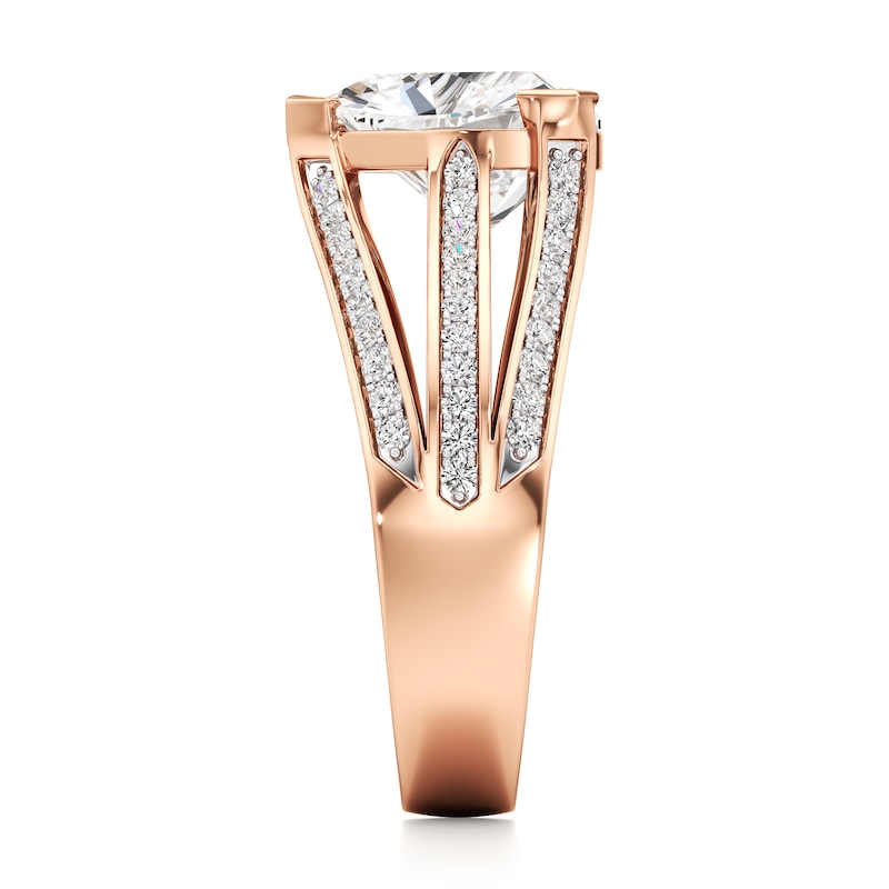 Main Image 3 of J'Lure Lab-Grown Diamond Trillion Curved Brilliant-Cut Engagement Ring 3-3/8 ct tw 18K Rose Gold