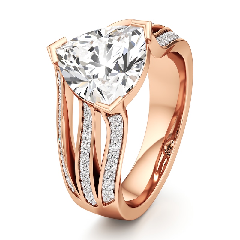 Main Image 4 of J'Lure Lab-Grown Diamond Trillion Curved Brilliant-Cut Engagement Ring 3-3/8 ct tw 18K Rose Gold