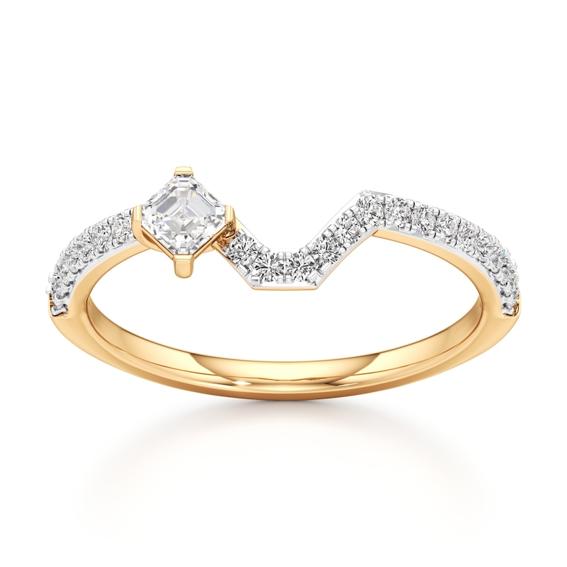 Main Image 1 of J'Lure Square-Emerald Step-Cut Lab-Grown Diamond Contour Wedding Band 3/8 ct tw 18K Yellow Gold