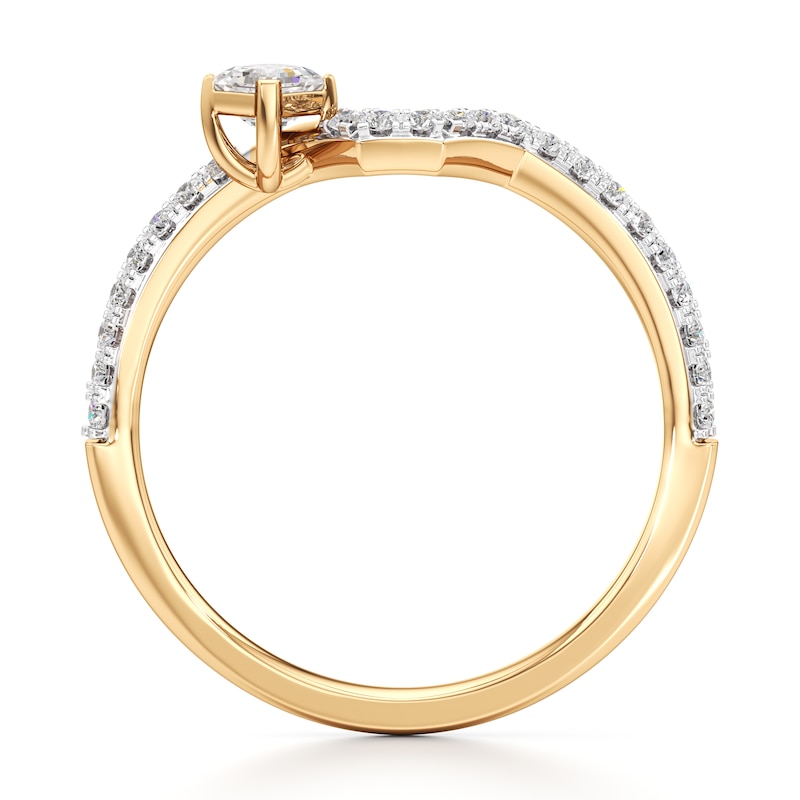 Main Image 2 of J'Lure Square-Emerald Step-Cut Lab-Grown Diamond Contour Wedding Band 3/8 ct tw 18K Yellow Gold