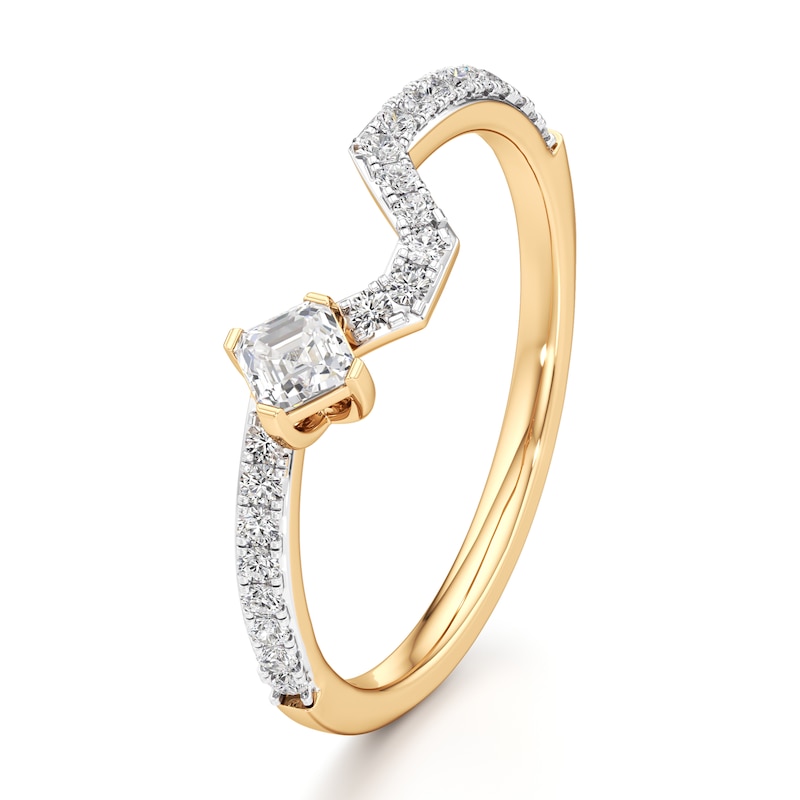 Main Image 4 of J'Lure Square-Emerald Step-Cut Lab-Grown Diamond Contour Wedding Band 3/8 ct tw 18K Yellow Gold