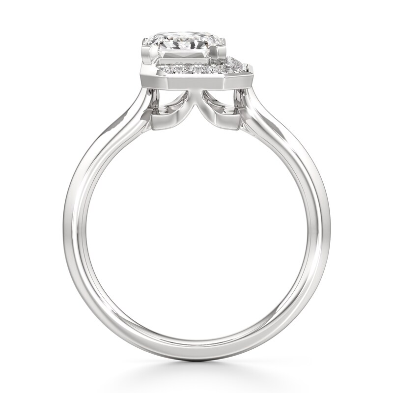 Main Image 2 of J'Lure Imperial-Emerald Step-Cut Lab-Grown Diamond Half-Halo Engagement Ring 2 ct tw 18K White Gold