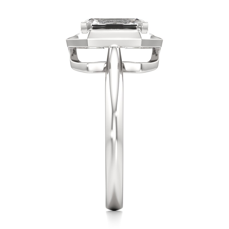 Main Image 3 of J'Lure Imperial-Emerald Step-Cut Lab-Grown Diamond Half-Halo Engagement Ring 2 ct tw 18K White Gold