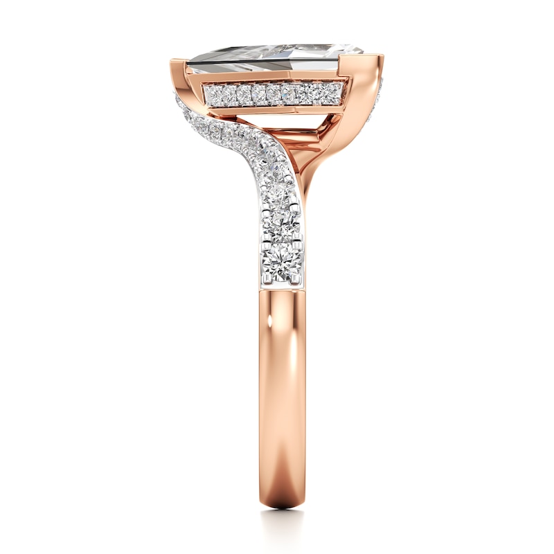 Main Image 3 of J'Lure Kite Step-Cut Lab-Created Diamond Bypass Engagement Ring 1-3/8 ct tw 18K Rose Gold