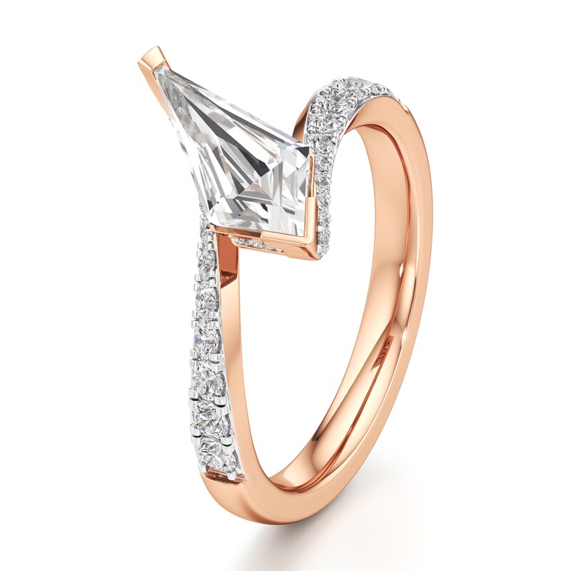 Main Image 4 of J'Lure Kite Step-Cut Lab-Created Diamond Bypass Engagement Ring 1-3/8 ct tw 18K Rose Gold