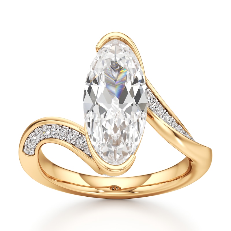 Main Image 1 of J'Lure Moval Old-Cut Lab-Grown Diamond Bypass Engagement Ring 3-1/3 ct tw 18K Yellow Gold