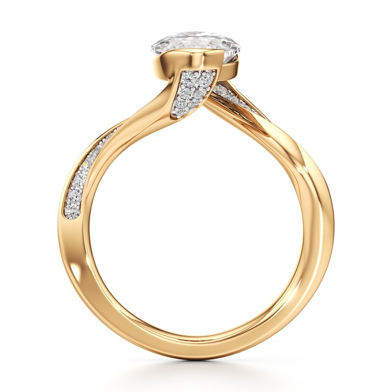 Main Image 2 of J'Lure Moval Old-Cut Lab-Grown Diamond Bypass Engagement Ring 3-1/3 ct tw 18K Yellow Gold