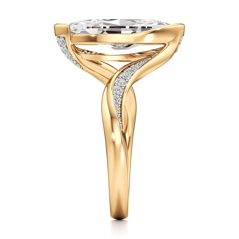 Main Image 3 of J'Lure Moval Old-Cut Lab-Grown Diamond Bypass Engagement Ring 3-1/3 ct tw 18K Yellow Gold