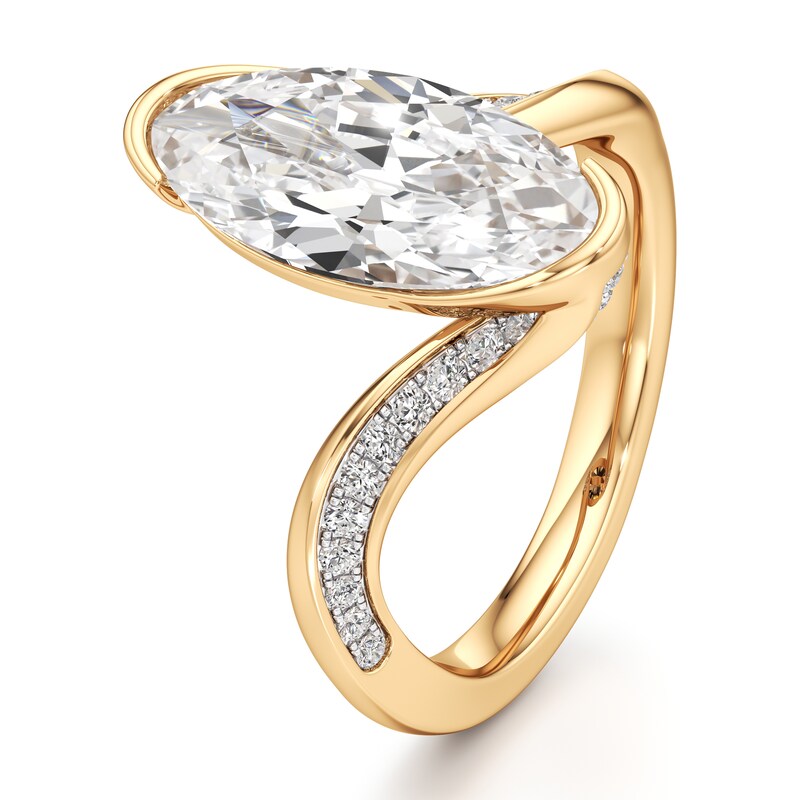 Main Image 4 of J'Lure Moval Old-Cut Lab-Grown Diamond Bypass Engagement Ring 3-1/3 ct tw 18K Yellow Gold