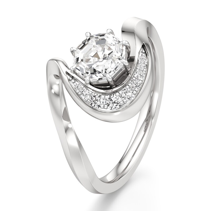 Main Image 4 of J'Lure Octagon Step-Cut Lab-Grown Diamond Engagement Ring 1 ct tw 18K White Gold