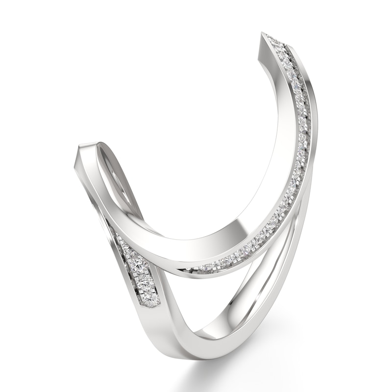 Main Image 4 of J'Lure Lab-Created Diamond Contour Wedding Band 1/6 ct tw 18K White Gold