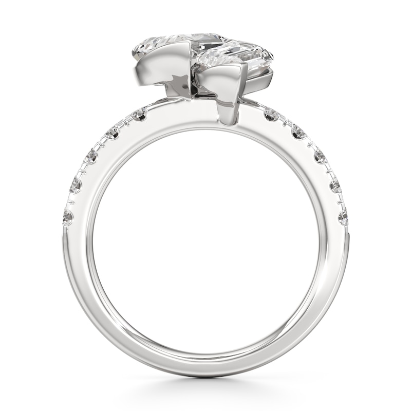 Main Image 2 of J'Lure Leaf Step-Cut Two-Stone Lab-Grown Diamond Engagement Ring 4-5/8 ct tw 18K White Gold