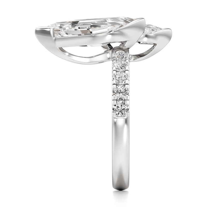 Main Image 3 of J'Lure Leaf Step-Cut Two-Stone Lab-Grown Diamond Engagement Ring 4-5/8 ct tw 18K White Gold