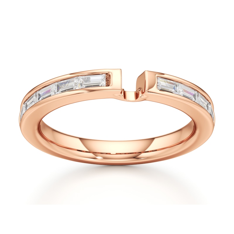 Main Image 1 of J'Lure Baguette-Cut Lab-Grown Diamond Contour Wedding Band 3/8 ct tw 18K Rose Gold
