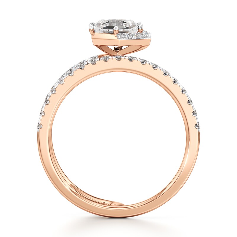 Main Image 2 of J'Lure Hexagon Step-Cut Lab-Created Diamond Spiral Engagement Ring 1-3/8 ct tw 18K Rose Gold