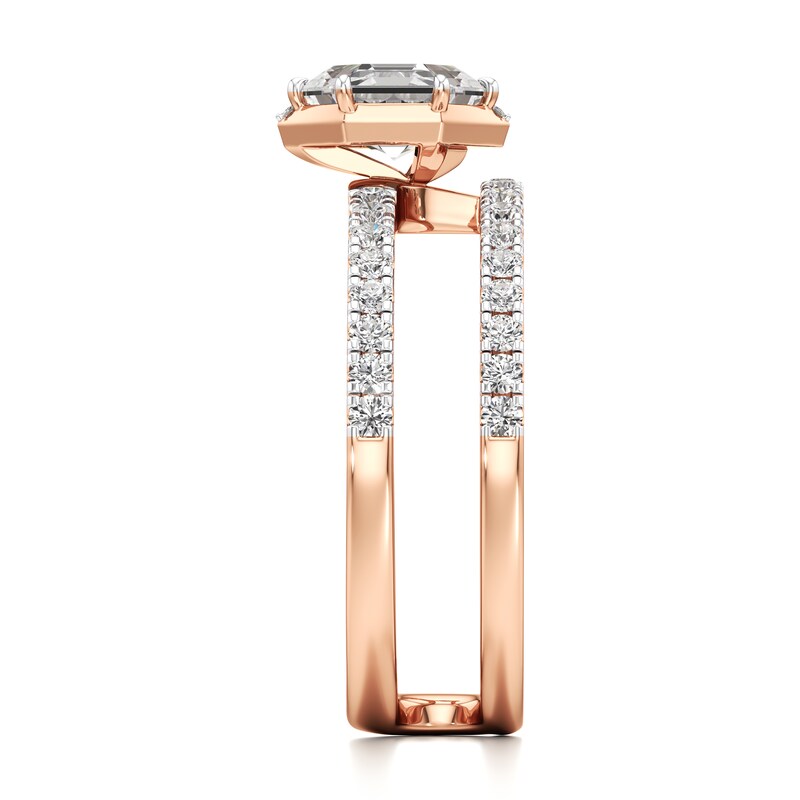 Main Image 3 of J'Lure Hexagon Step-Cut Lab-Created Diamond Spiral Engagement Ring 1-3/8 ct tw 18K Rose Gold