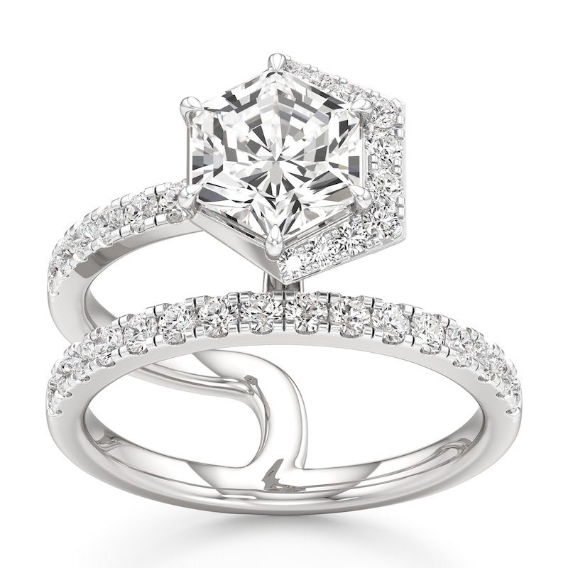 Main Image 1 of J'Lure Hexagon Brilliant-Cut Lab-Created Diamond Spiral Engagement Ring 2-5/8 ct tw 18K White Gold