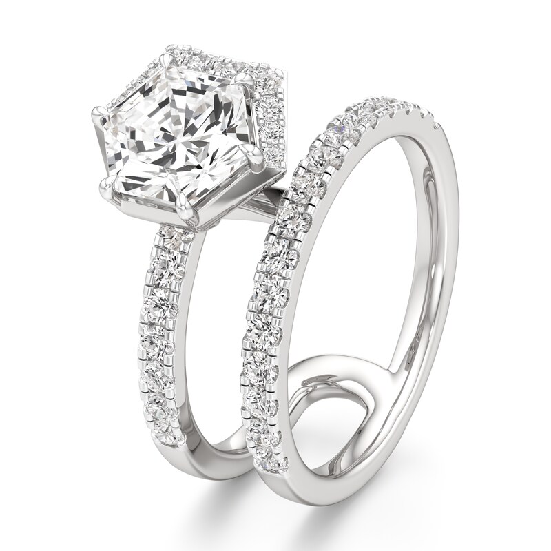 Main Image 4 of J'Lure Hexagon Brilliant-Cut Lab-Created Diamond Spiral Engagement Ring 2-5/8 ct tw 18K White Gold