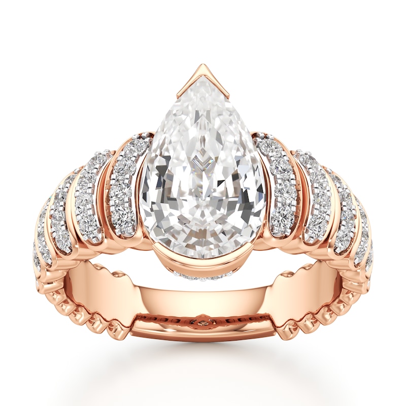 Main Image 1 of J'Lure Pear Step-Cut Lab-Grown Diamond Engagement Ring 3-3/8 ct tw 18K Rose Gold