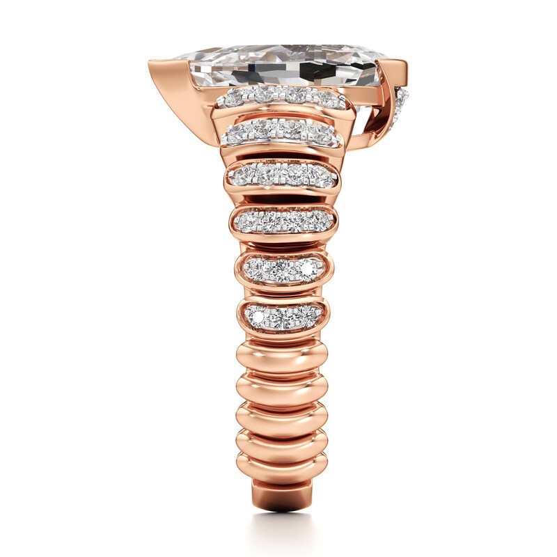 Main Image 3 of J'Lure Pear Step-Cut Lab-Grown Diamond Engagement Ring 3-3/8 ct tw 18K Rose Gold