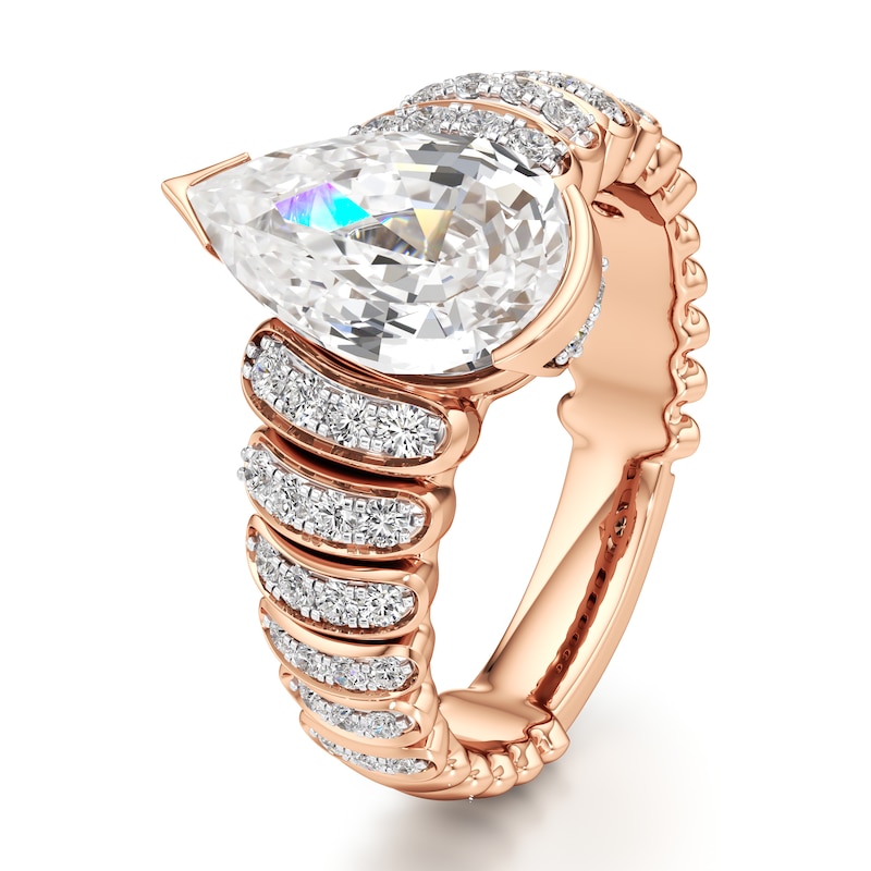 Main Image 4 of J'Lure Pear Step-Cut Lab-Grown Diamond Engagement Ring 3-3/8 ct tw 18K Rose Gold