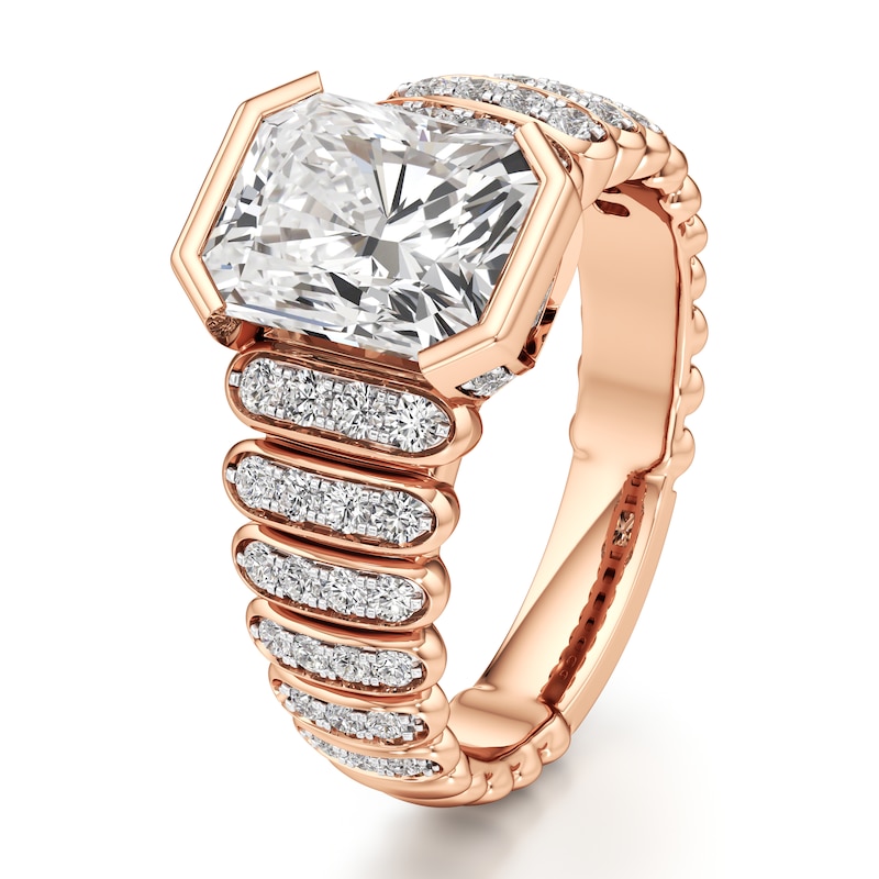 Main Image 4 of J'Lure Radiant Brilliant-Cut Lab-Grown Diamond Engagement Ring 3-1/2 ct tw 18K Rose Gold