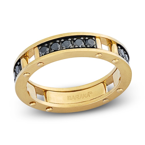 Baraka Men's Black Diamond Ring 1 ct tw 18K Yellow Gold