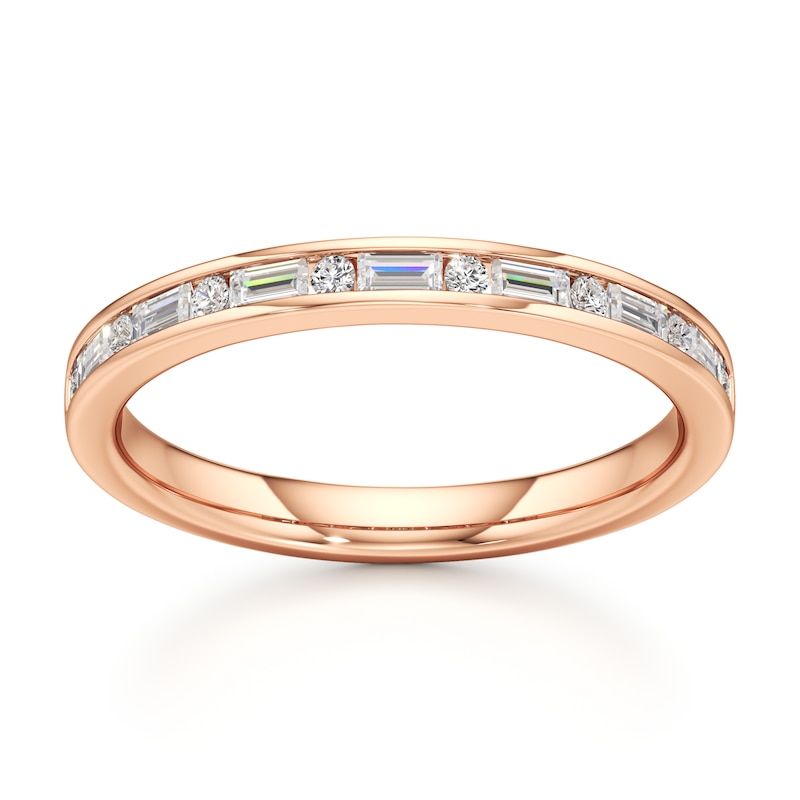 Main Image 1 of J'Lure Baguette & Round-Cut Lab-Grown Diamond Wedding Band 1/3 ct tw 18K Rose Gold
