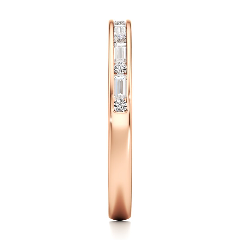 Main Image 3 of J'Lure Baguette & Round-Cut Lab-Grown Diamond Wedding Band 1/3 ct tw 18K Rose Gold